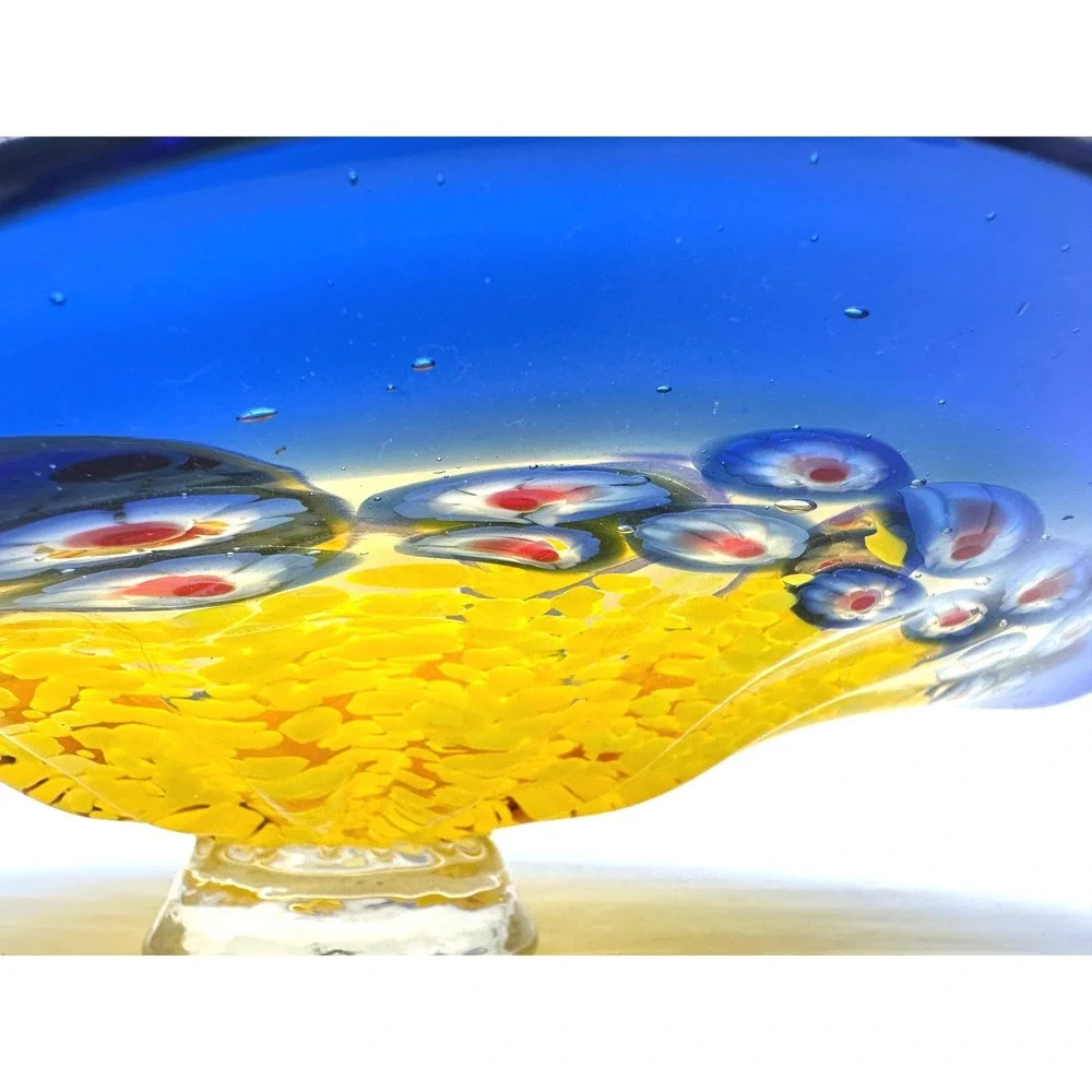 Murano Style Art Glass Footed Bowl 12
